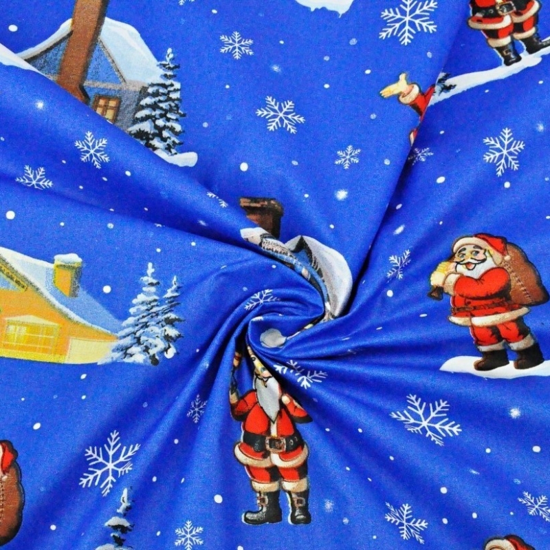 Baumwolle Weihnachten Weihnachtsmann / Blau